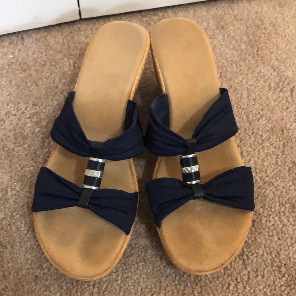 Navy Blue Wedge Sandals